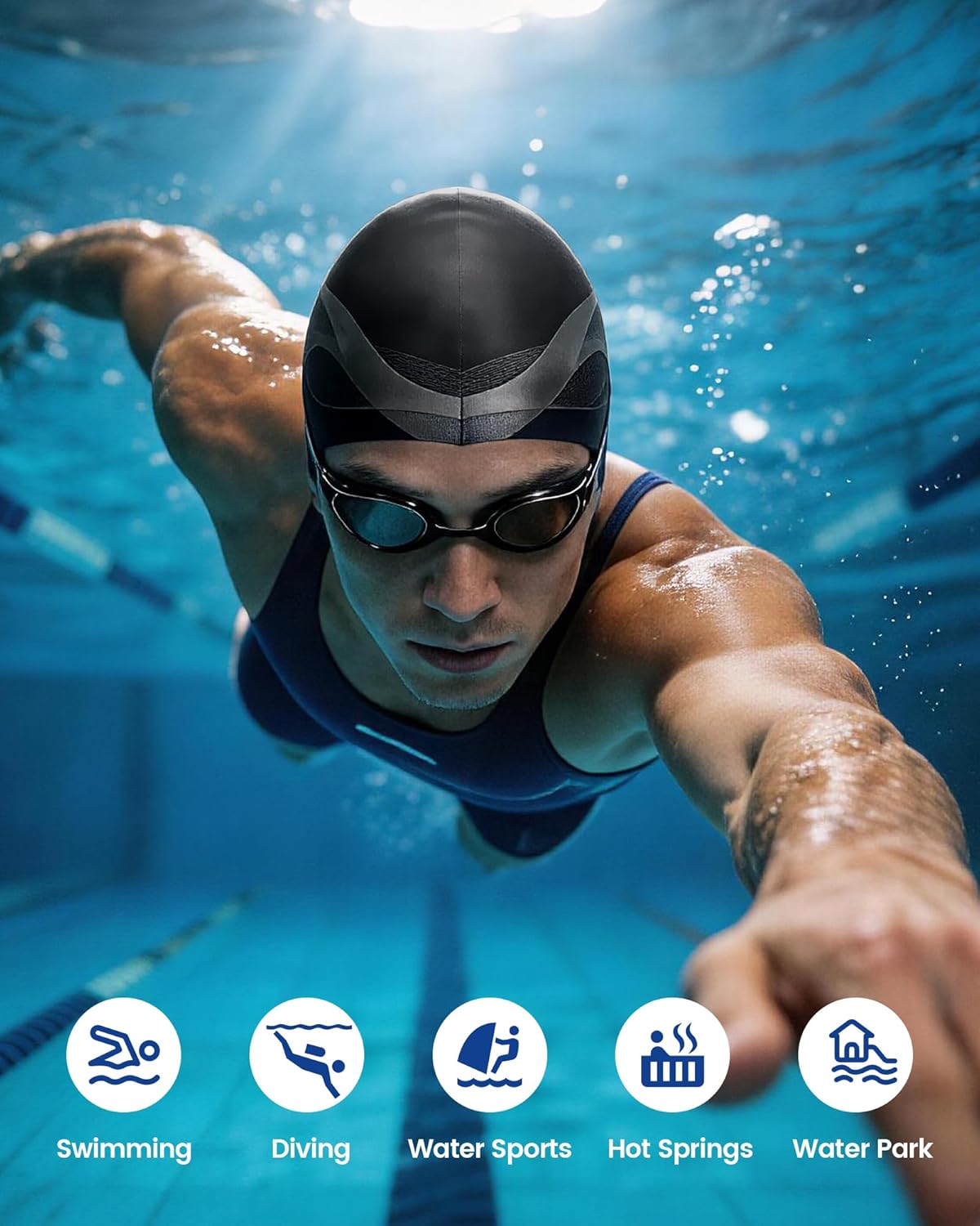 Silicone Swim Cap for Long Hair