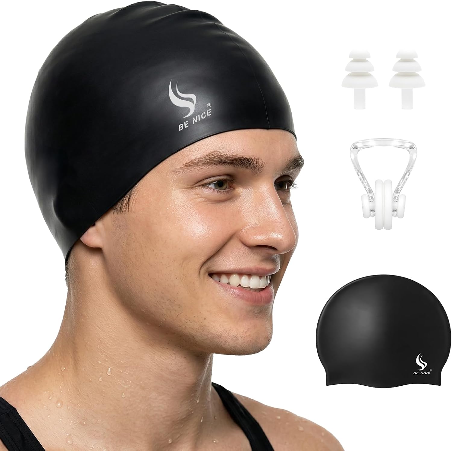 Silicone Swim Cap（Middle & Black）