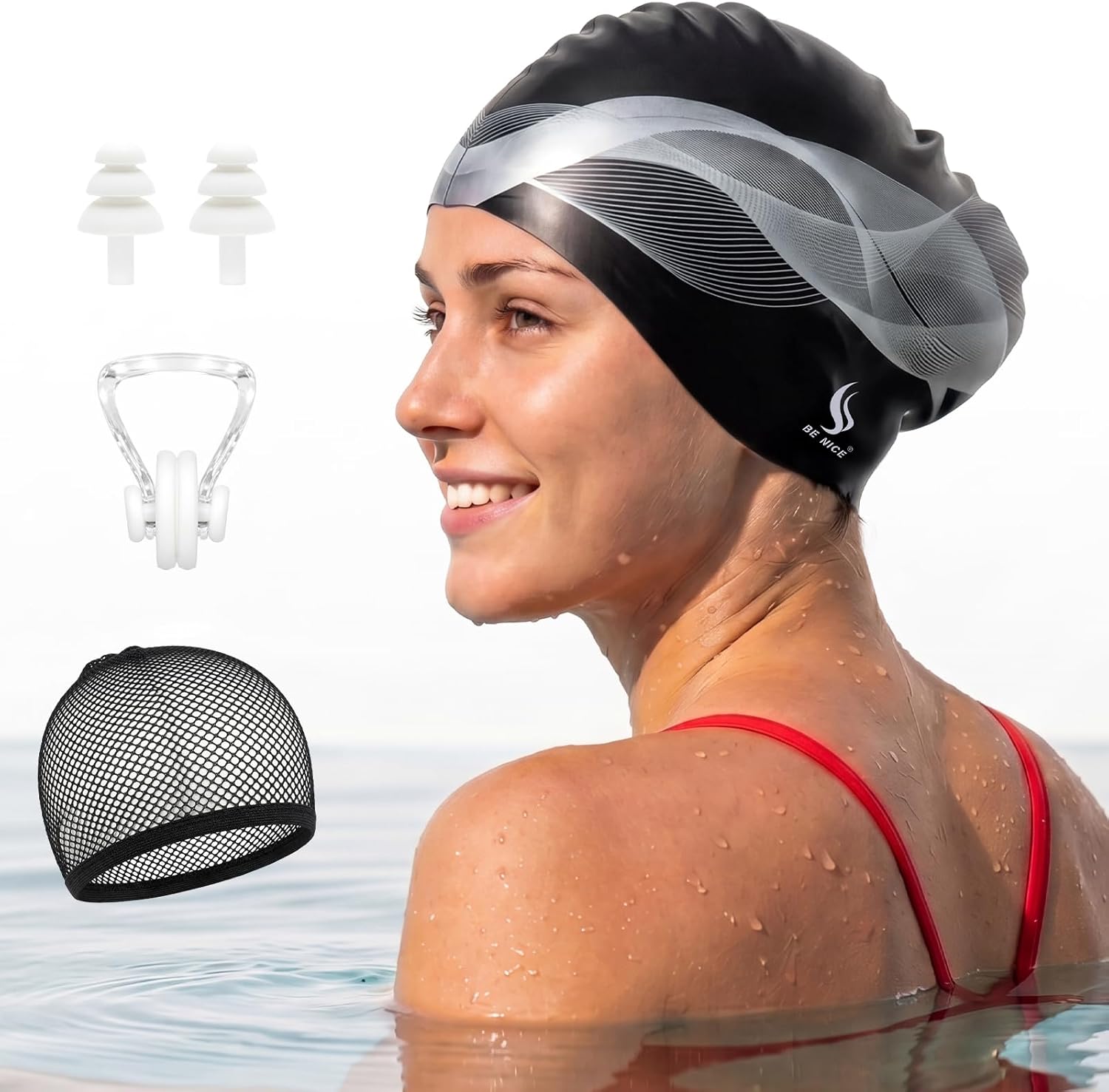 Silicone Swim Cap for Long Hair