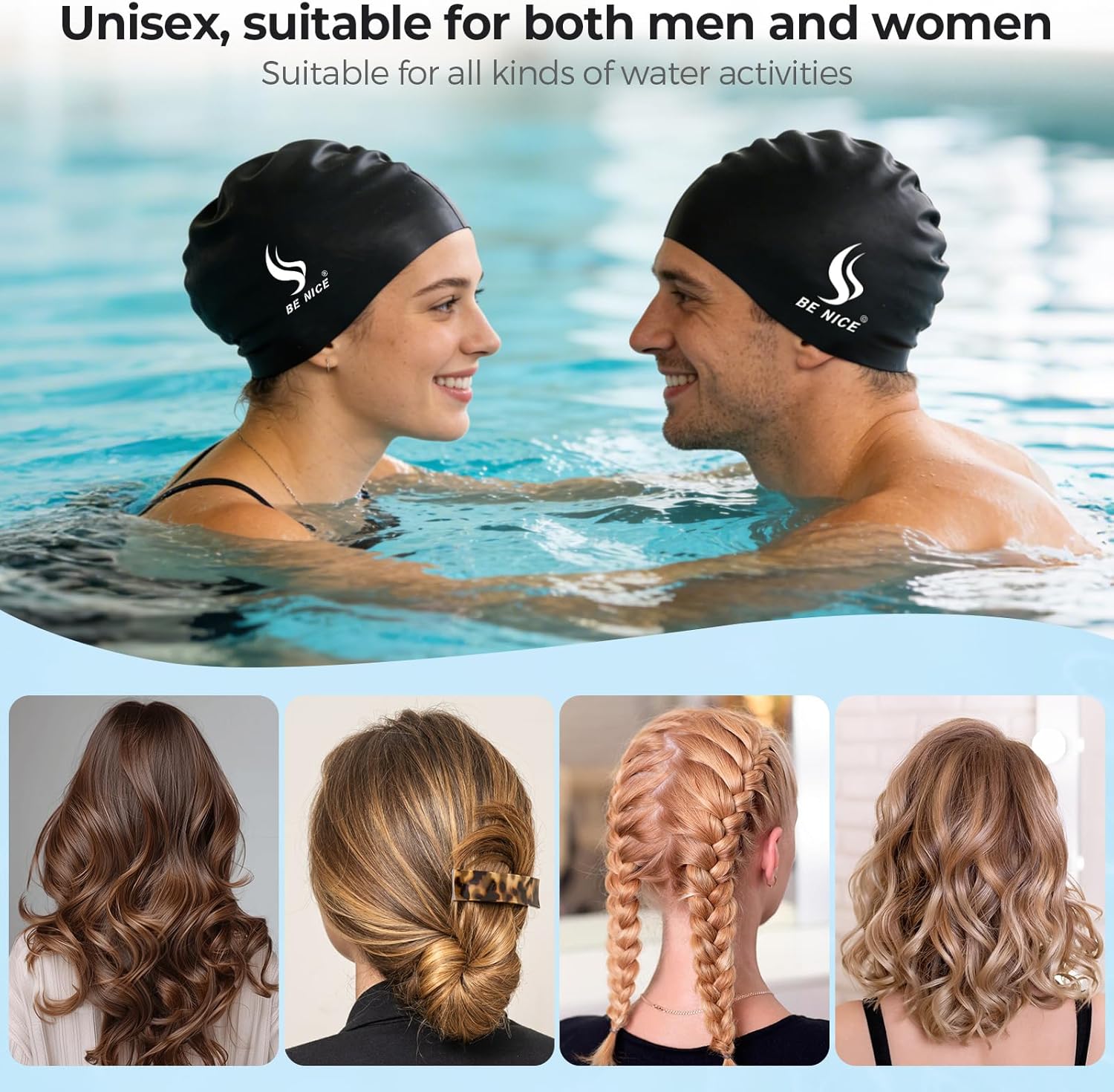Silicone Swim Cap（Middle & Black）